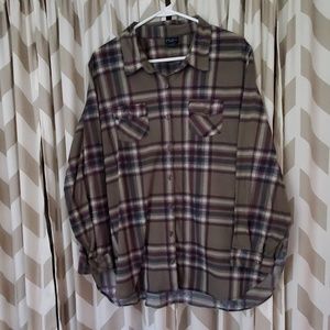 Rue 21+ Green & Purple Plaid Button Up Shirt